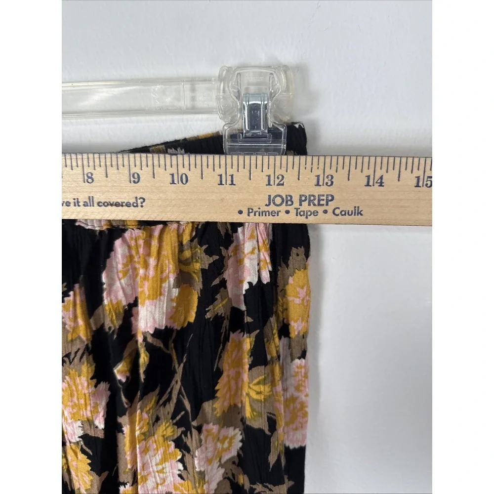 Angie Women's Maxi Black Floral Crochet Lace Boho Peasant Chic Career Skirt Sz S